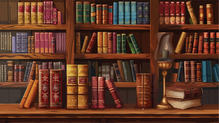 books on the shelf isolated background illustration - obrazy, fototapety, plakaty