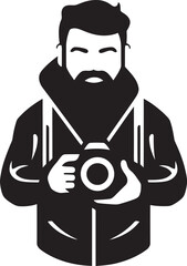 FrameFocus Iconic Thick Line Art Icon for Photography SnapScribe Vector Black Logo Design for Photography