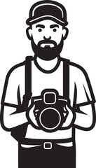 FrameFlair Vector Black Logo Design for Photography SnapSymphony Iconic Photographers Line Art Icon