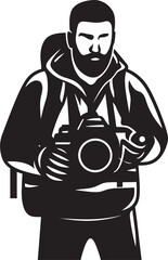 CaptureCraft Iconic Black Logo of Photographers Craft ShutterStyle Vector Thick Line Art Icon for Photography