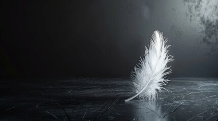 Radiant White Feather against Black Background Generative AI