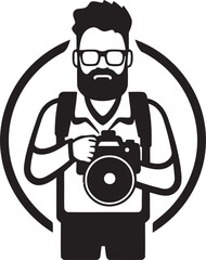 CameraCraft Iconic Thick Line Art Icon for Photographer LensLegacy Vector Black Logo Design for Photography