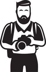 CameraCraft Iconic Thick Line Art Emblem for Photography LensLegacy Vector Black Logo of Photographers Icon