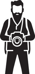 FrameFocus Iconic Line Art Icon for Photographer SnapScribe Vector Black Logo of Photographers Craft