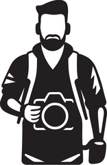 LensLegacy Vector Graphic of Photographers Thick Line Art Design FocusFrame Iconic Black Logo of Photographers Line Art Emblem