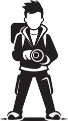 ShutterSketch Vector Graphic of Photographers Thick Line Art Design CaptureCraft Iconic Black Logo of Photographers Line Art Icon