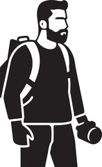 SnapSymphony Vector Graphic of Photographers Thick Line Art Design CameraCraft Iconic Black Logo Design of Photographers Line Art Icon