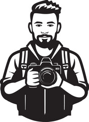 FrameFlair Vector Graphic of Photographers Thick Line Art Icon ShutterStyle Iconic Black Logo of Photographers Line Art Symbol