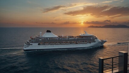 Travel cruise ship couple on sunset cruise