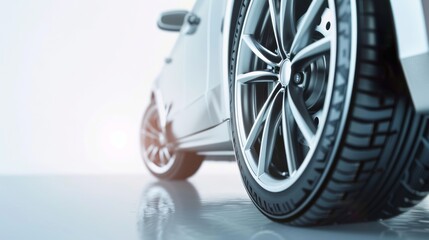 Highlighted Car Tires with Bright Lighting Generative AI