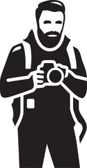 LensLines Photographers Line Art Symbol in Sleek Black FrameFocus Vector Graphic of Photographers Black Logo