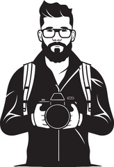 FrameFocus Iconic Thick Line Art Symbol for Photography SnapScribe Vector Black Logo Design for Photographer