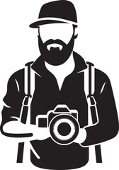 ShutterStyle Sleek Vector Thick Line Art Icon for Photography LensLegacy Iconic Photographers Line Art Emblem in Black