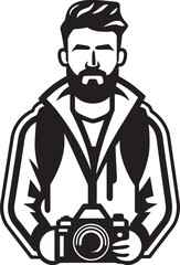 CameraCraft Sleek Thick Line Art Photographer Emblem FrameFocus Vector Graphic of Photographers Line Art
