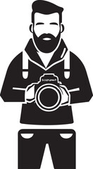 Frame Fashioner Black Logo of Photographer Thick Line Art Snapshot Sensation Iconic Vector Photographer Line Art Symbol
