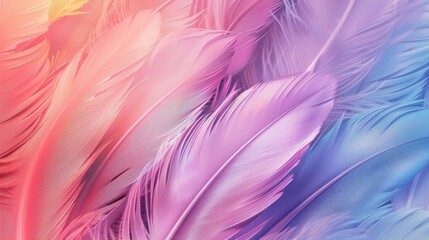 Fototapeta na wymiar Vibrant Feather Mosaic on Soft Color Fields Generative AI