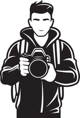 Aperture Artisan Vector Graphic of Photographer Line Art Icon Lens Luminary Black Logo Design of Photographer Thick Line Art