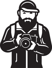 Aperture Artist Vector Photographer Line Art Emblem Lens Legend Iconic Black Logo of Photographer Thick Line Art