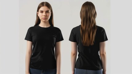 Modern Woman's Fashion: Front and Back Views on White Generative AI