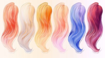 Vibrant Hair Color Palette with Various Textures Generative AI