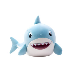 Plush Shark Stuffed Animal Toy: Cute Edition, Isolated on Transparent Background, PNG