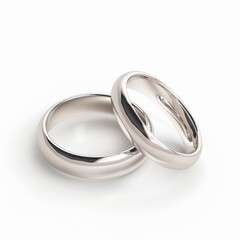 Elegant Wedding Rings on Pure White Background Generative AI