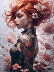portrait of a woman with flowers