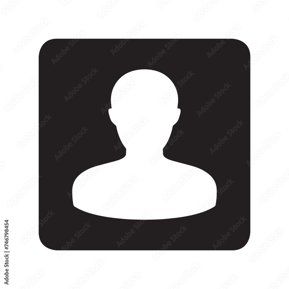 Poster user icon vector. profile mark logo design. profile vector icon illustration in square isolated on w