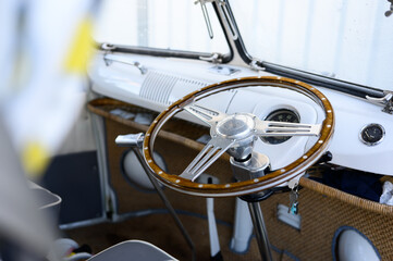 Vintage steering wheel of an old van
