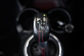 Close up of automatic car gear stick