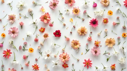 A clean, white background with a delicate pattern of small, colorful flowers