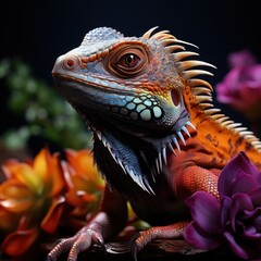 Fototapeta premium an amazing chamelon lizard standing on a branch