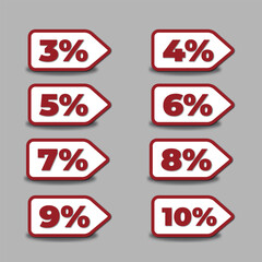 etiqueta de desconto, % de desconto, 3%,4%,5%,6%,7%,8%,9%,10%, preço, valor, desconto, off, %off, etiqueta, etiqueta de desconto,banner de desconto, adesivo de desconto,vetor de desconto