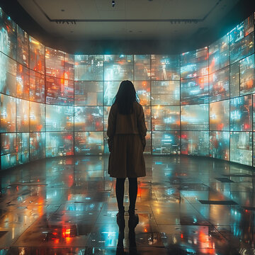 person with screens