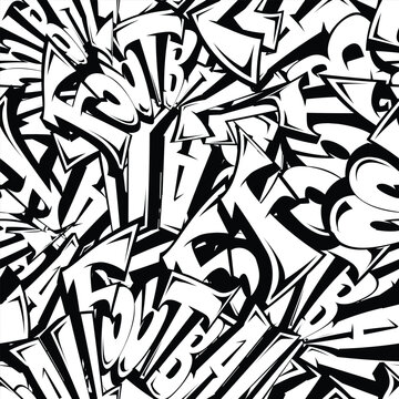 Abstract seamless lettering pattern with text Football. Black and white graffiti print for boy, sport textile clothes, wrapping paper. Sport background with words Football