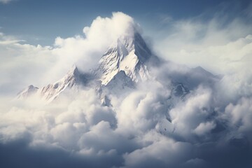 a mountain covered in snow - obrazy, fototapety, plakaty