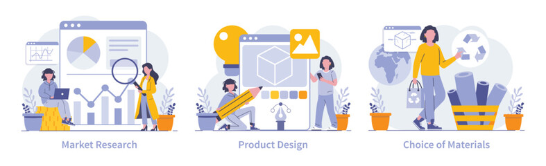 Product development concept. Flat vector illustration.