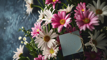 Floral Arrangement with Blank Mockup Card