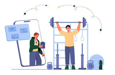 Sports coach online vector concept