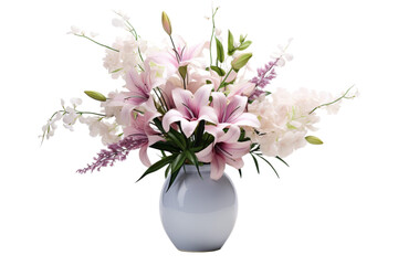 Naklejka na ściany i meble Fresh Flowers in Decorative Vase Reception Area Isolated on Transparent Background