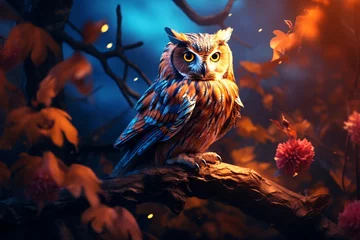 Raamstickers a owl sitting on a branch © Sveatoslav