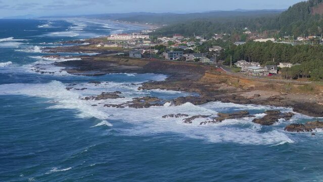 Oregon Coast Town of Yachats Pacific Northwest Drone Video