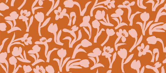 Peach fuzz tulip Flowers Seamless modern pattern