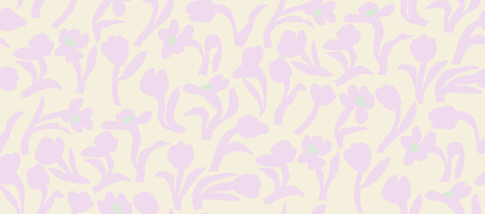Purple tulip Flowers Seamless boho pattern