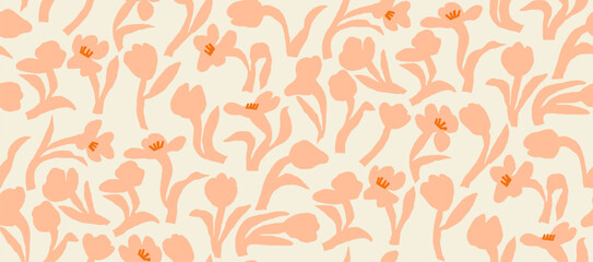 Pastel Tulip Flowers Seamless hippie pattern