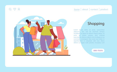 Shopping concept. Friends enjoying a day out in the city, with bags full of purchases.