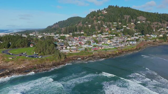 Yachats Oregon Estuary Drone Video Waves Highway 101 Oregon Coast Video