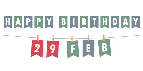 29 february party flag and confetti background vector illustration