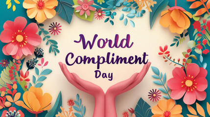 Colorful Floral Illustration for World Compliment Day - obrazy, fototapety, plakaty