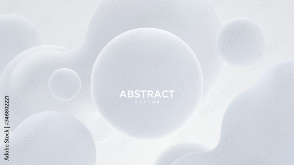 Poster abstract background with white metaball shapes. morphing organic blobs. vector 3d illustration. abst